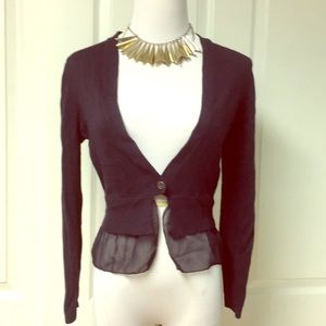 Cute cropped cardigan with sheer accents